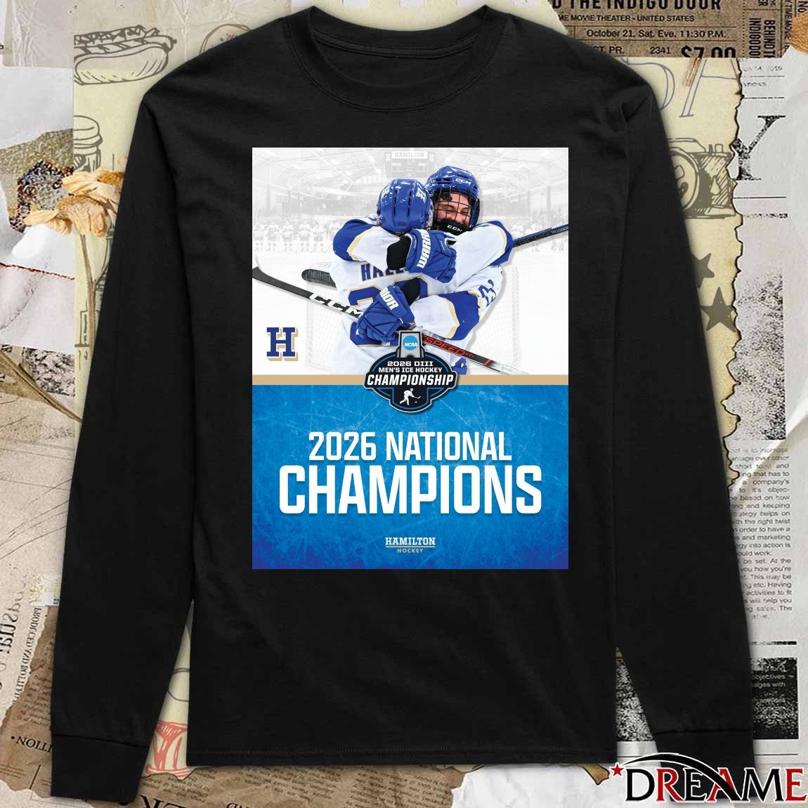 Hamilton College 2026 National NCAA Division III Men’s Ice Hockey Championship Poster t-shirt