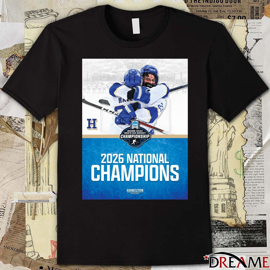 Hamilton College 2026 National NCAA Division III Men’s Ice Hockey Championship Poster t-shirt