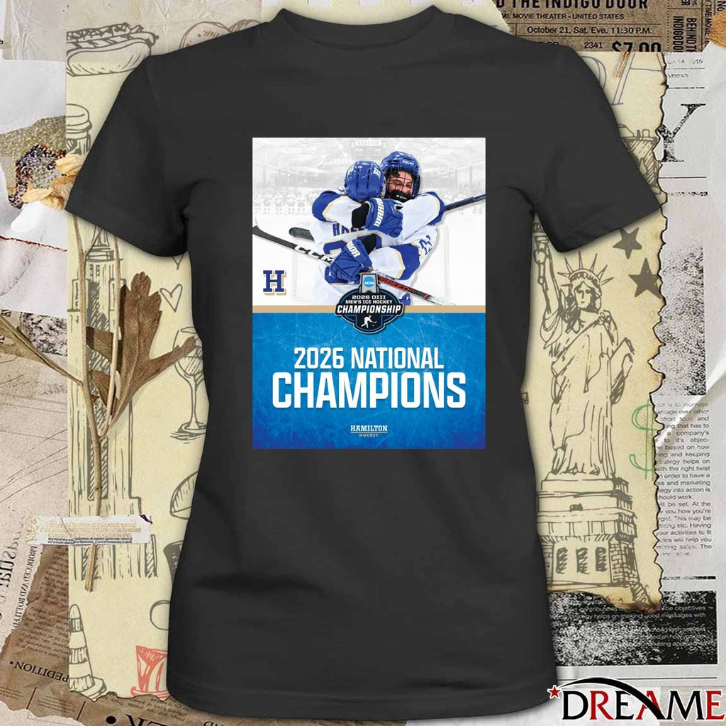 Hamilton College 2026 National NCAA Division III Men’s Ice Hockey Championship Poster t-shirt