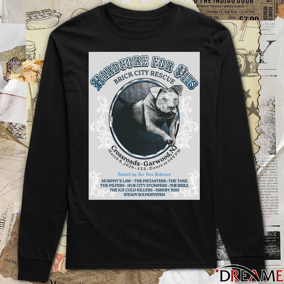 Hardcore for Pits Brick City Rescue March 8, 2026 Crossroads Garwood, NJ Poster t-shirt