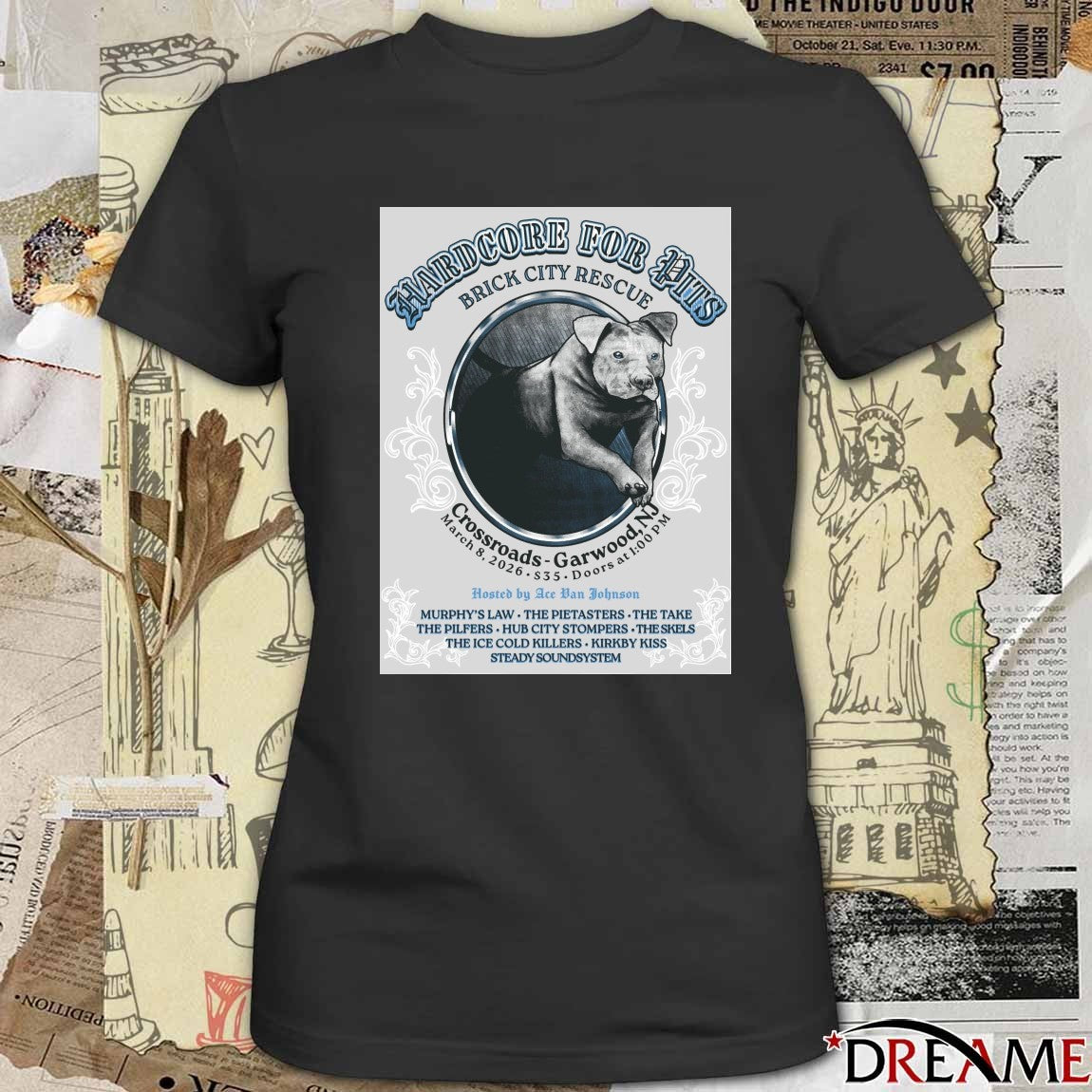 Hardcore for Pits Brick City Rescue March 8, 2026 Crossroads Garwood, NJ Poster t-shirt