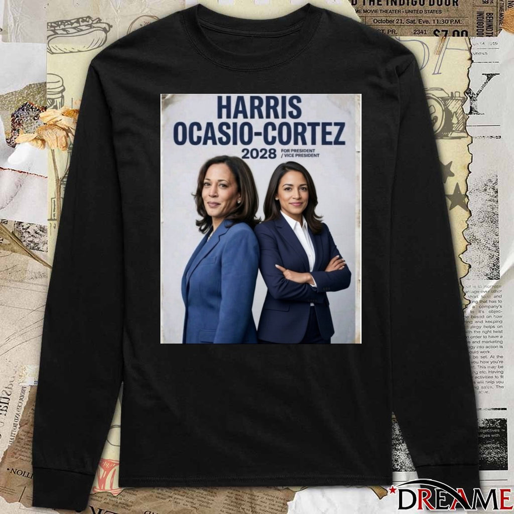 Harris Ocasio-Cortez 2028 For President And Vice President Poster t-shirt