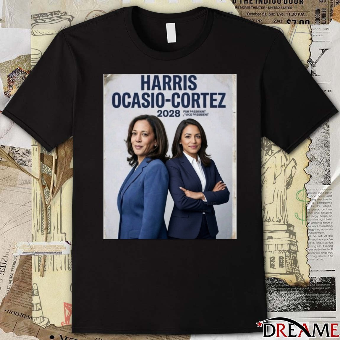 Harris Ocasio-Cortez 2028 For President And Vice President Poster t-shirt