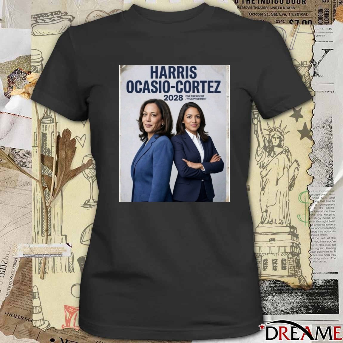 Harris Ocasio-Cortez 2028 For President And Vice President Poster t-shirt