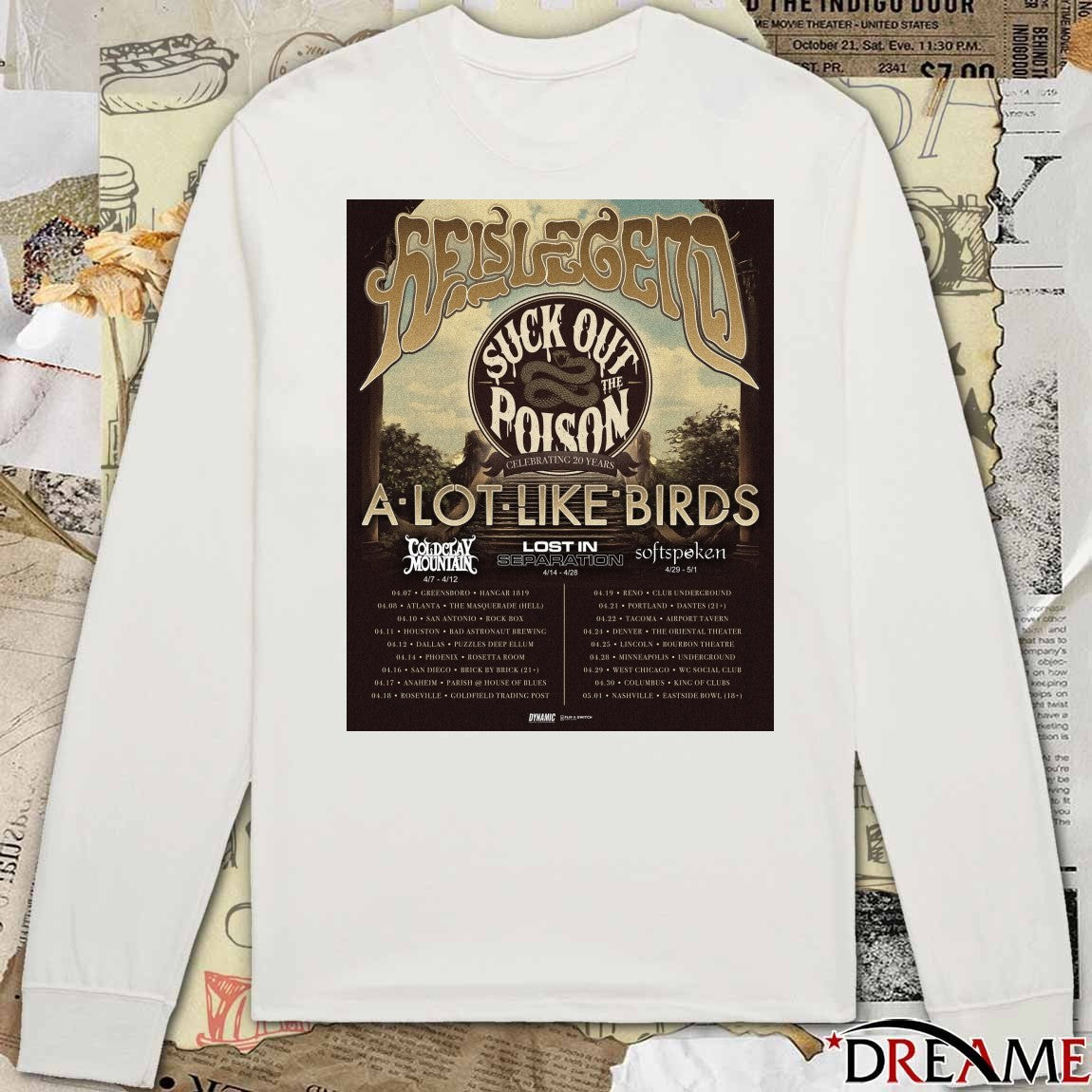 He Is Legend Suck Out The Poison Tour With A Lot Like Birds, Cold Clay Mountain, Lost 2026 Poster t-shirt