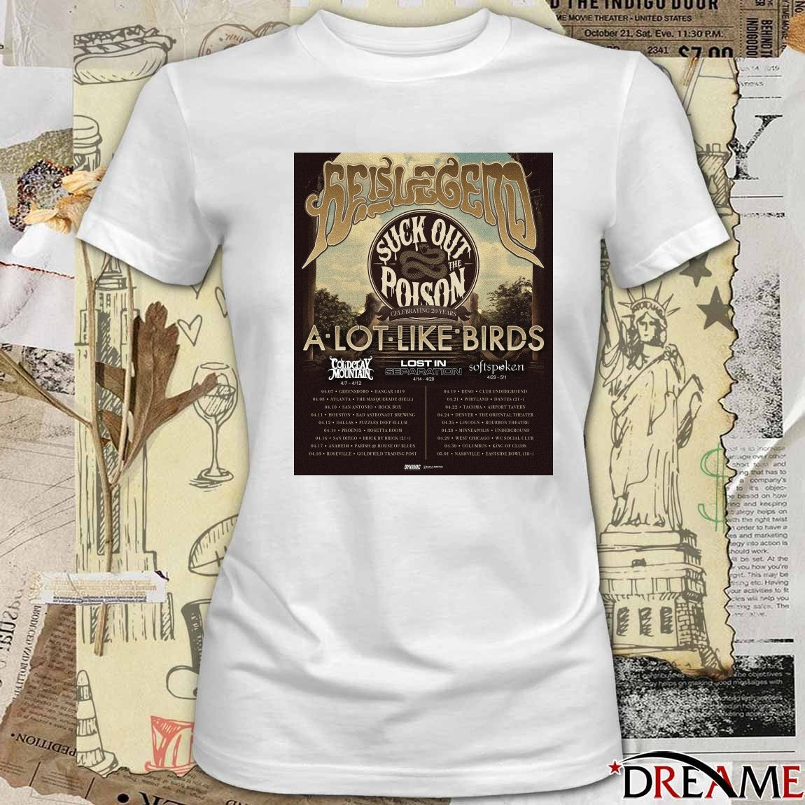He Is Legend Suck Out The Poison Tour With A Lot Like Birds, Cold Clay Mountain, Lost 2026 Poster t-shirt