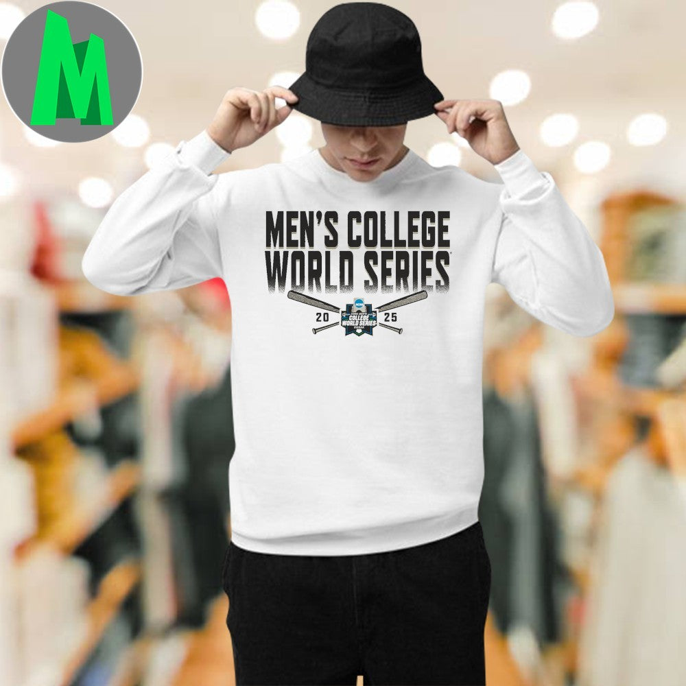 Heather Gray 2025 NCAA Mens College World Series Baseball Bat Logo T-Shirt – Omaha CWS Fan Apparel