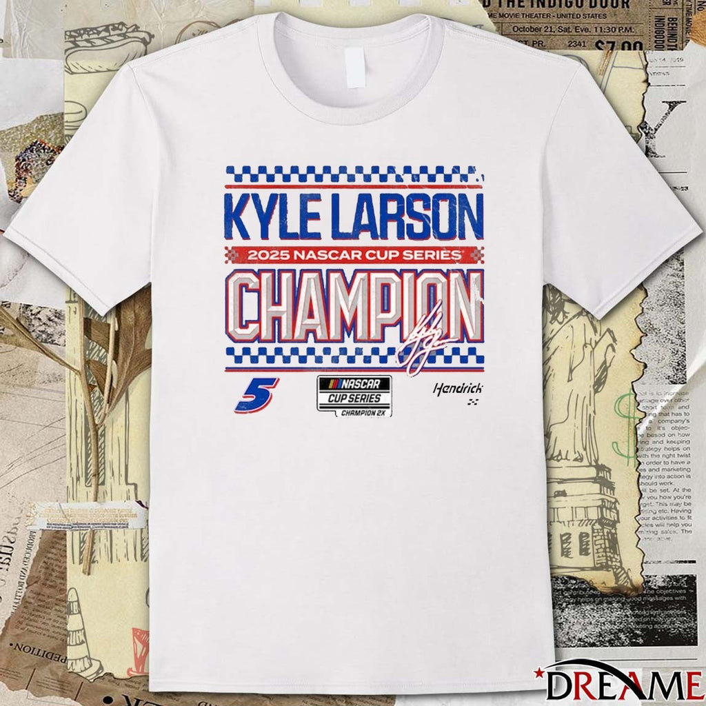 Hendrick Motorsports Team Collection Kyle Larson 2025 NASCAR Cup Series Champion 2x Signature t-shirt