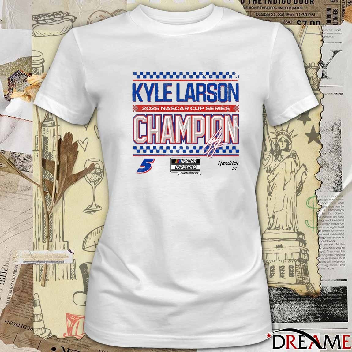 Hendrick Motorsports Team Collection Kyle Larson 2025 NASCAR Cup Series Champion 2x Signature t-shirt