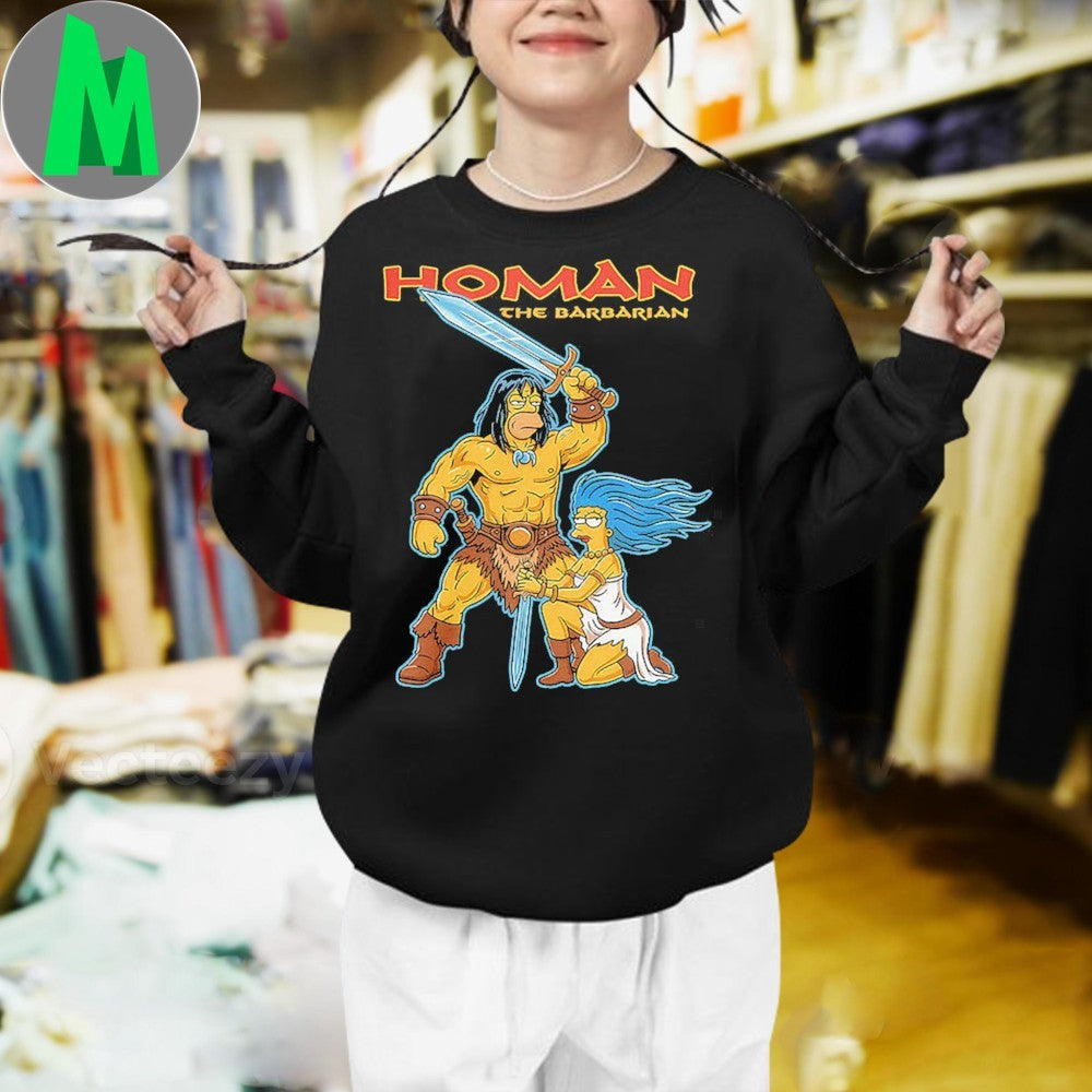 Homan The Barbarian Homer Simpson Parody Funny Graphic T-Shirt