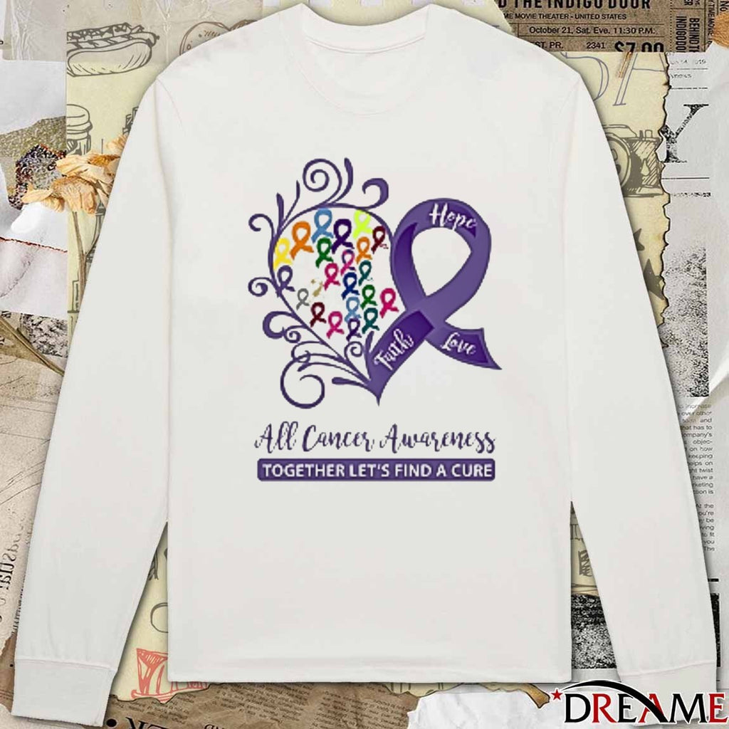 Hope Faith Love All Cancer Awareness Together Let’s Find A Cure 2025 t-shirt