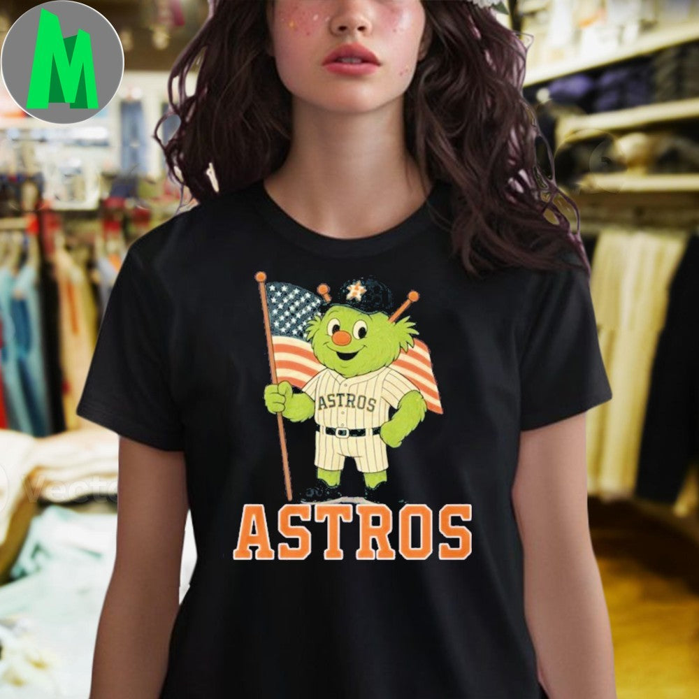Houston Astros 4th Of July American Flag Mascot T-Shirt MLB Fan Tee
