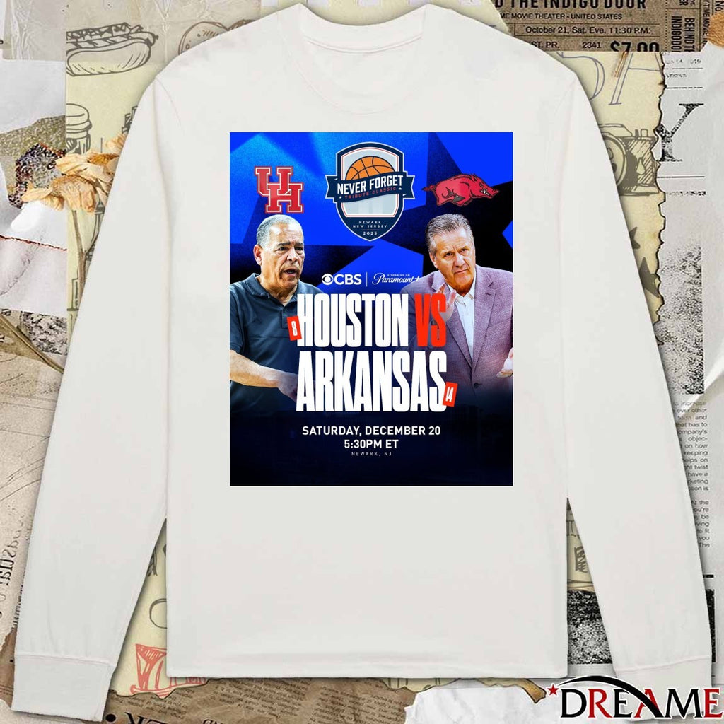Houston Cougars Vs Arkansas Razorbacks Never Forget Tribute Classic December 20, 2025 Poster t-shirt