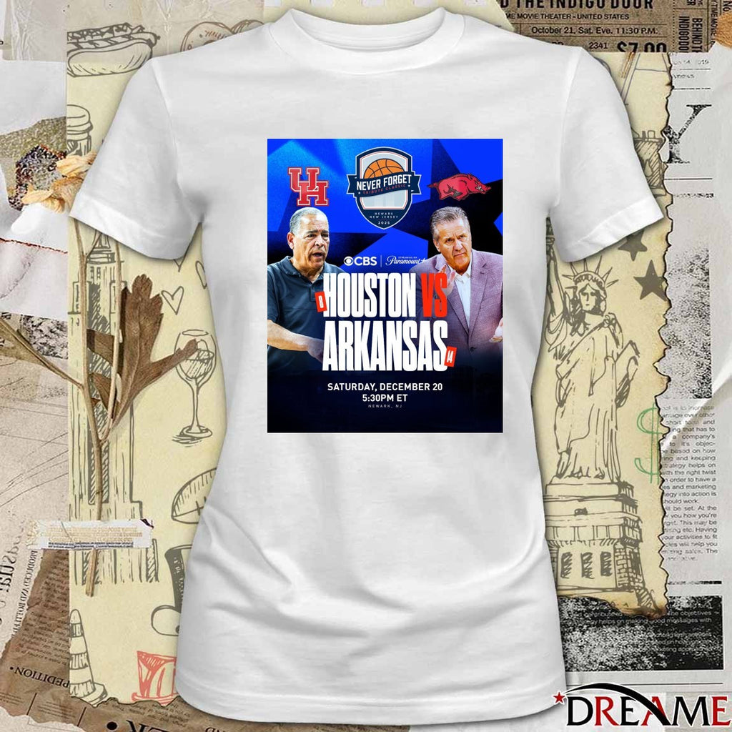 Houston Cougars Vs Arkansas Razorbacks Never Forget Tribute Classic December 20, 2025 Poster t-shirt