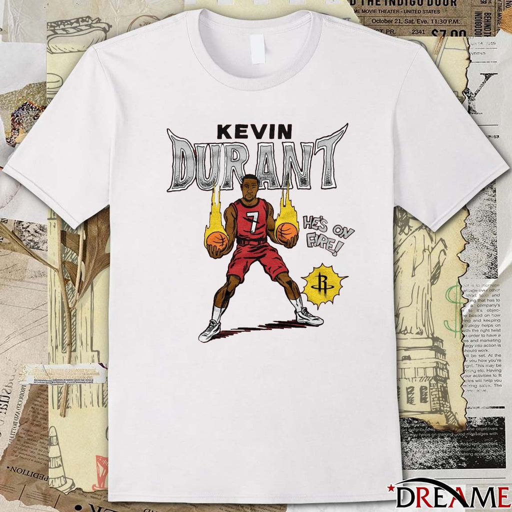 Houston Rockets Kevin Durant Homage He’s On Fire Comic Book 2025 t-shirt