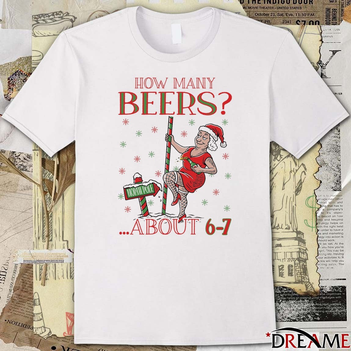 How Many Beers About 6-7 Mrs Clause Ugly Christmas Sweater 2025 t-shirt