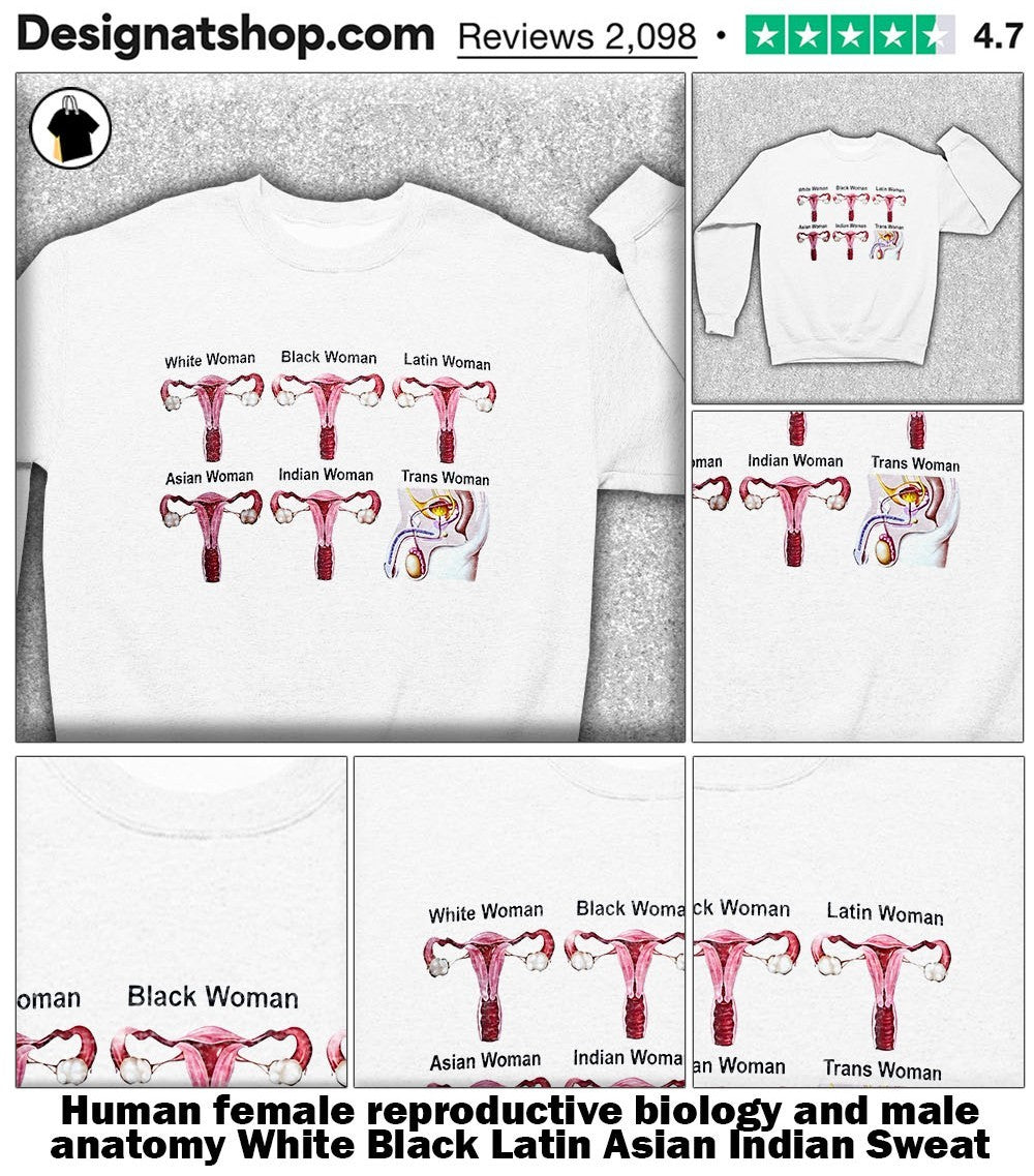 Human female reproductive biology and male anatomy White Black Latin Asian Indian shirt