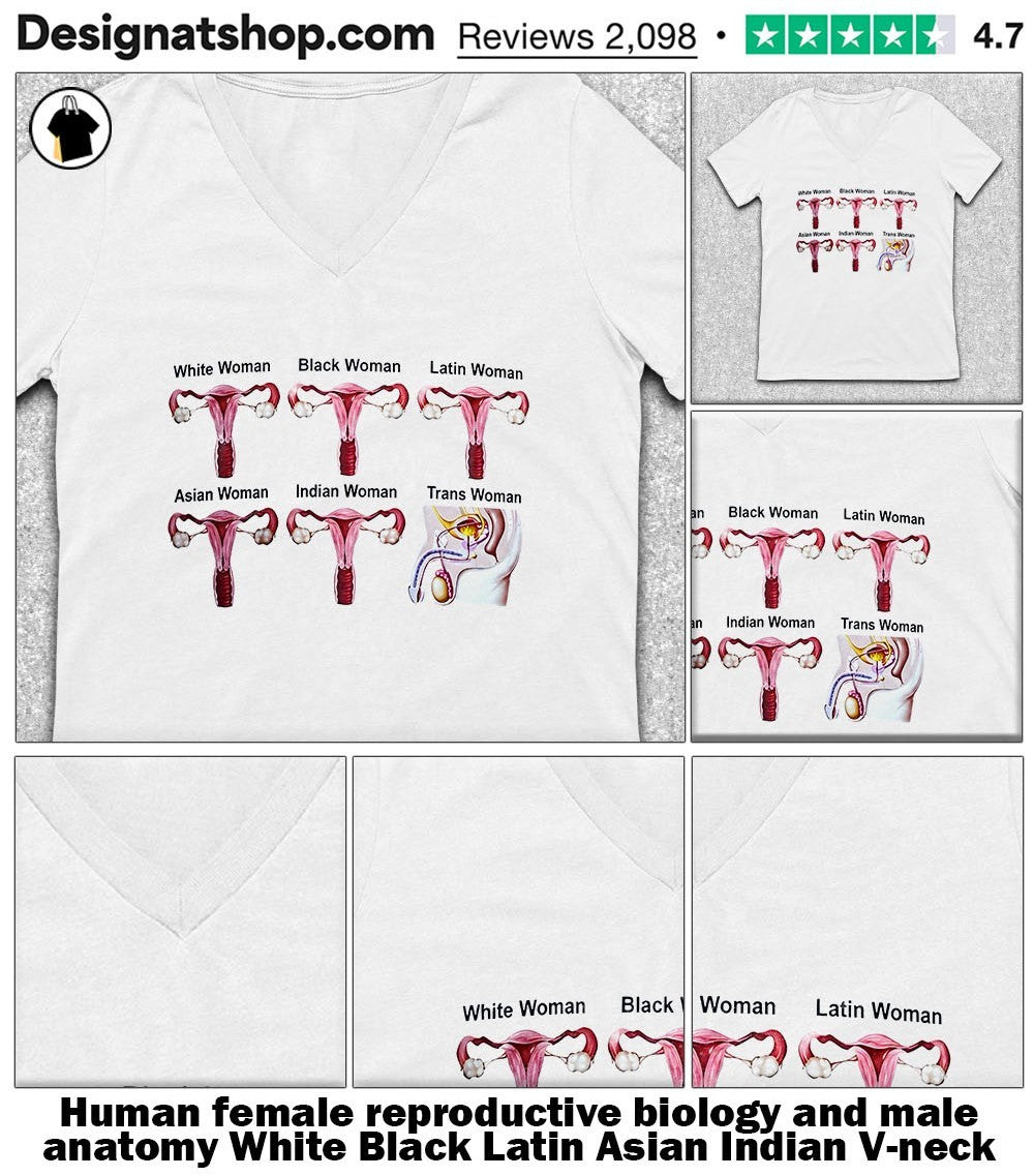 Human female reproductive biology and male anatomy White Black Latin Asian Indian shirt