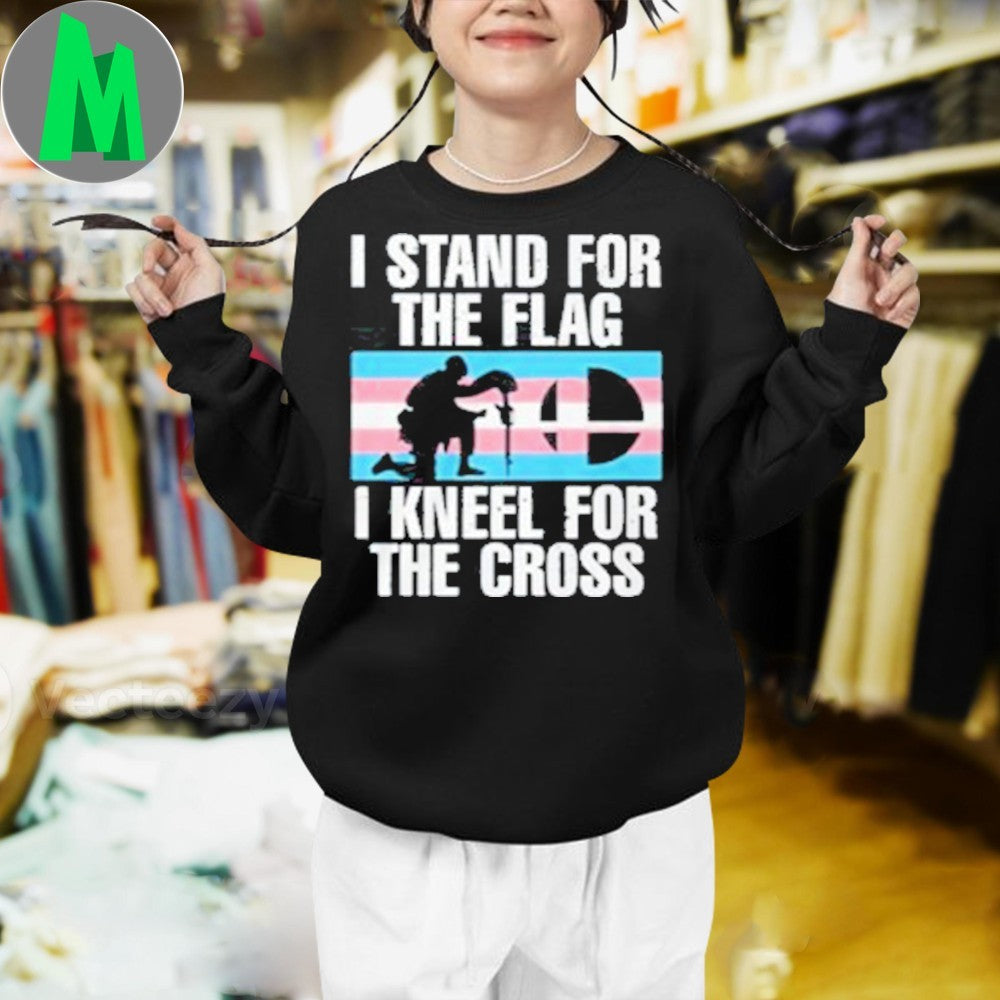 I Stand For The Flag I Kneel For The Cross Patriotic Christian T-Shirt Faith & Freedom Tee