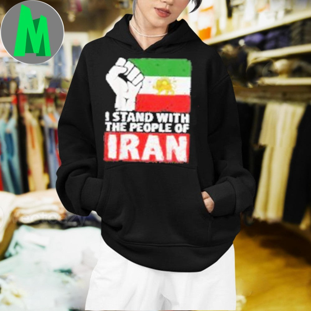 I Stand With The People Of Iran Flag and Fist Support T-Shirt