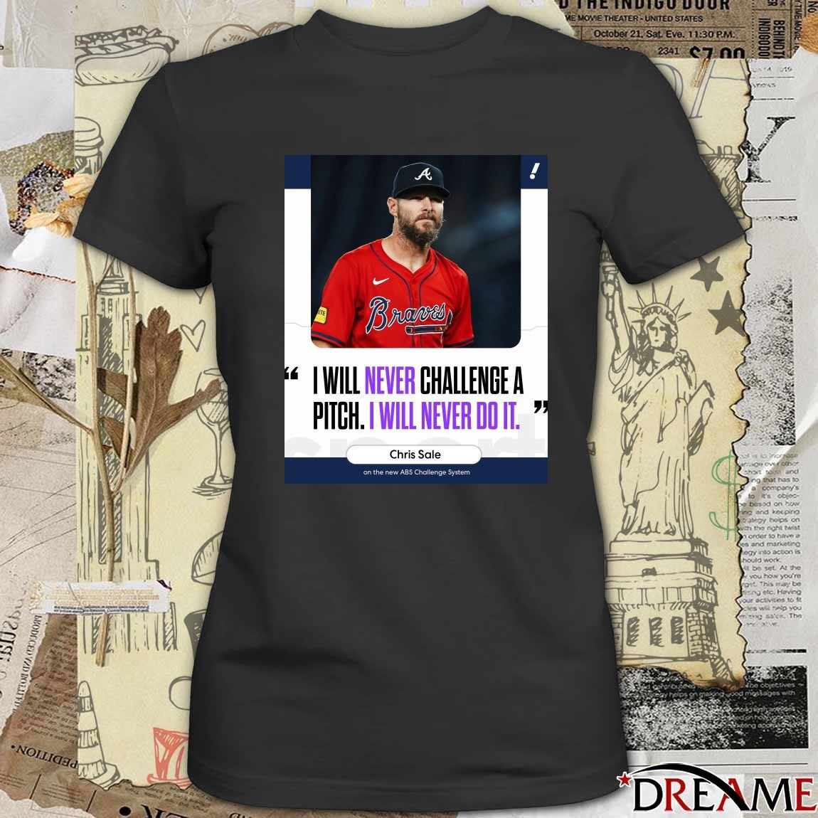 I Will Never Challenge A Pitch I Will Never Do It Chris Sale t-shirt