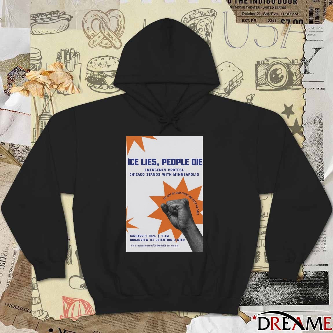 ICE Lies People Die Emergency Protest Chicago Stands With Minneapolis January 9 2026 Poster t-shirt