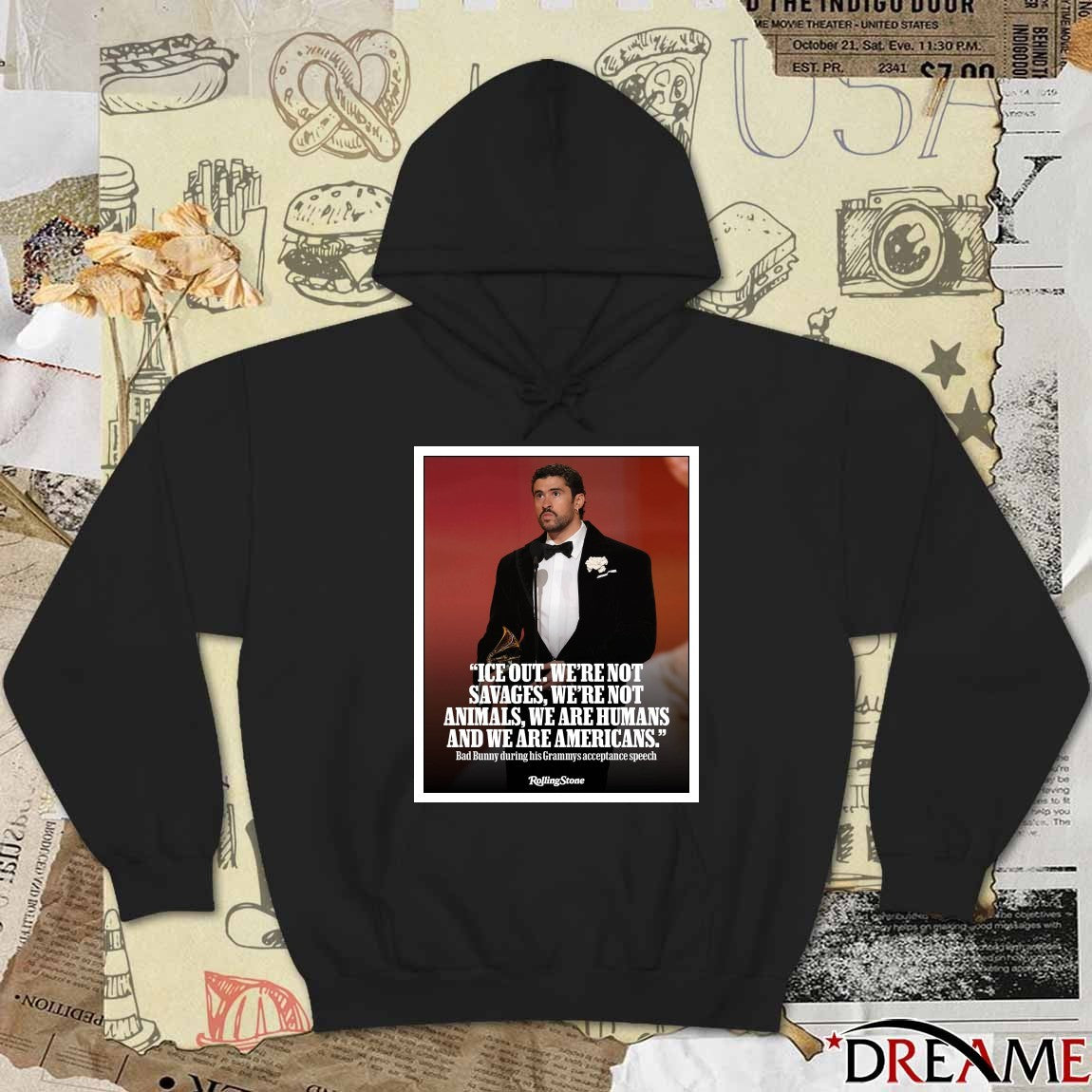 ICE out We’re Not Savages We’re Not Animals We Are Humans And We Are Americans Bad Bunny Grammys Poster t-shirt