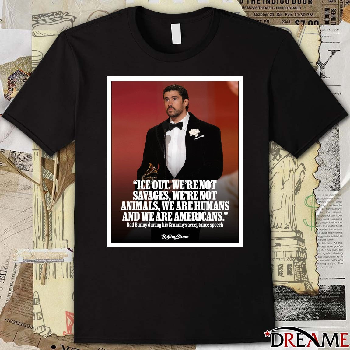 ICE out We’re Not Savages We’re Not Animals We Are Humans And We Are Americans Bad Bunny Grammys Poster t-shirt