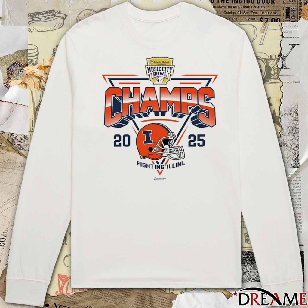 Illinois Fighting Illini 2025 Liberty Mutual Music City Bowl Champions Helmet t-shirt