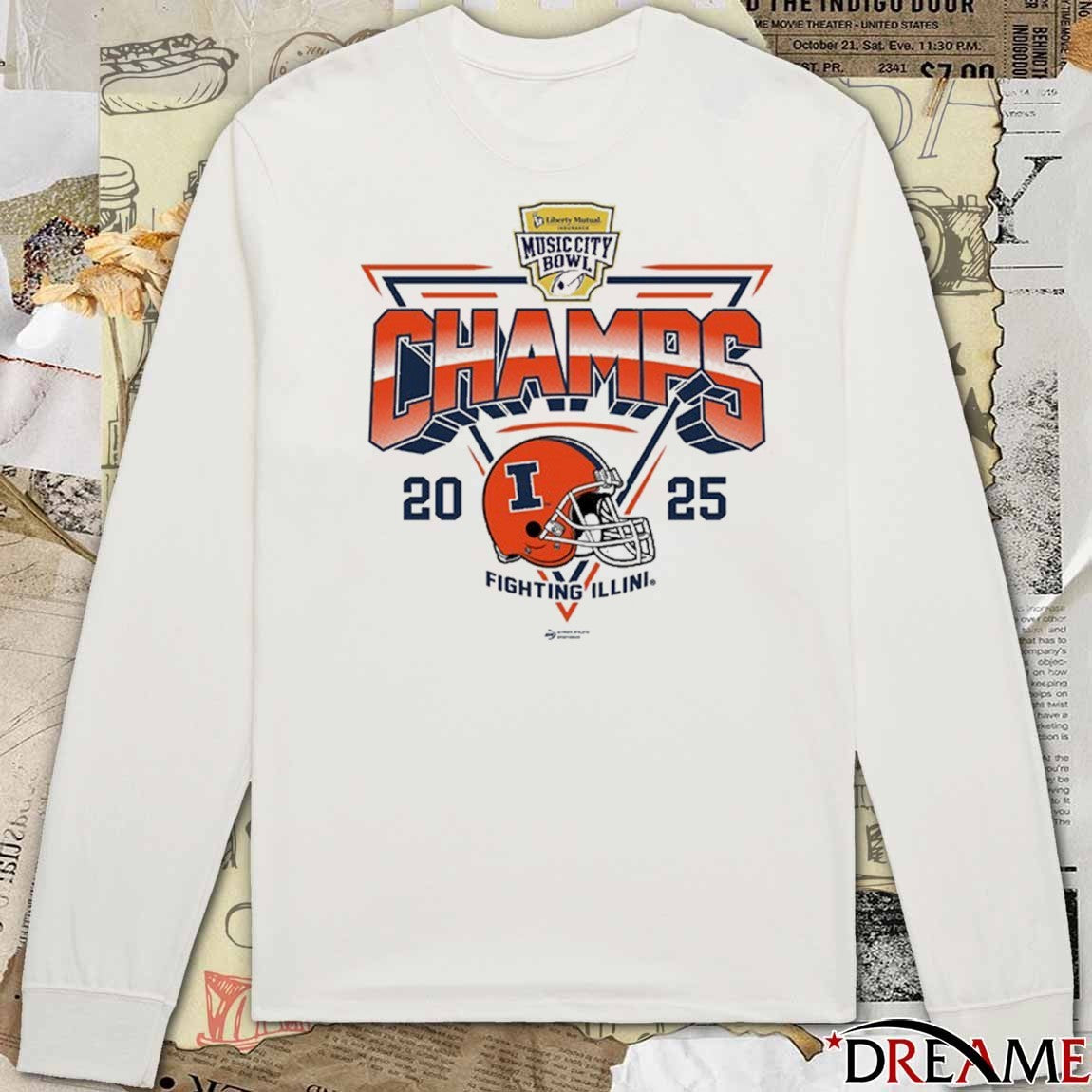 Illinois Fighting Illini 2025 Liberty Mutual Music City Bowl Champions Helmet t-shirt