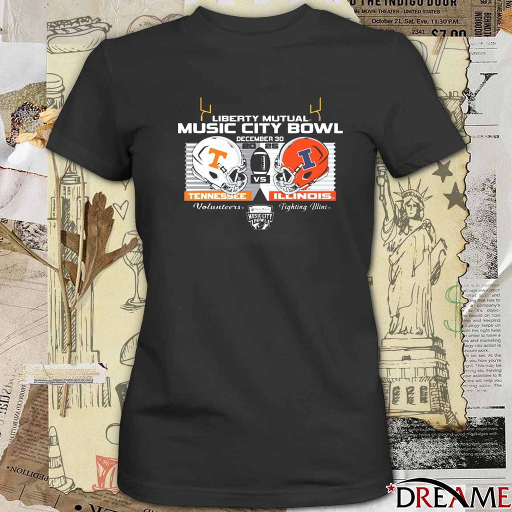 Illinois Vs Tennessee Football 2025 Liberty Mutual Music City Bowl Head-to-Head Dec 30 Helmet t-shirt