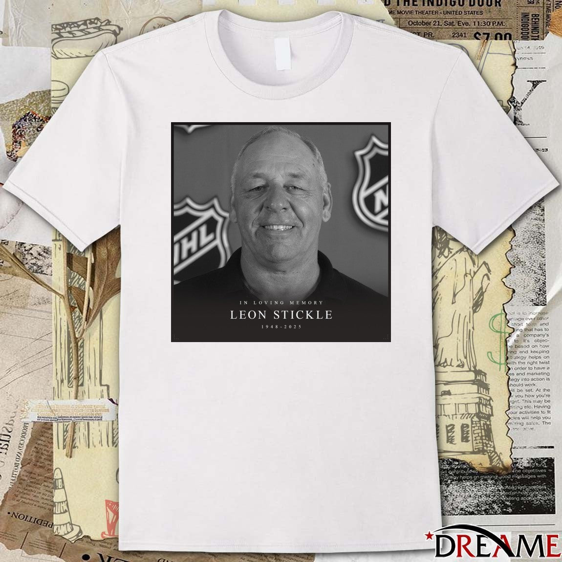 In Loving Memory Leon Stickle 1948 – 2025 NHL Public Relations Poster t-shirt