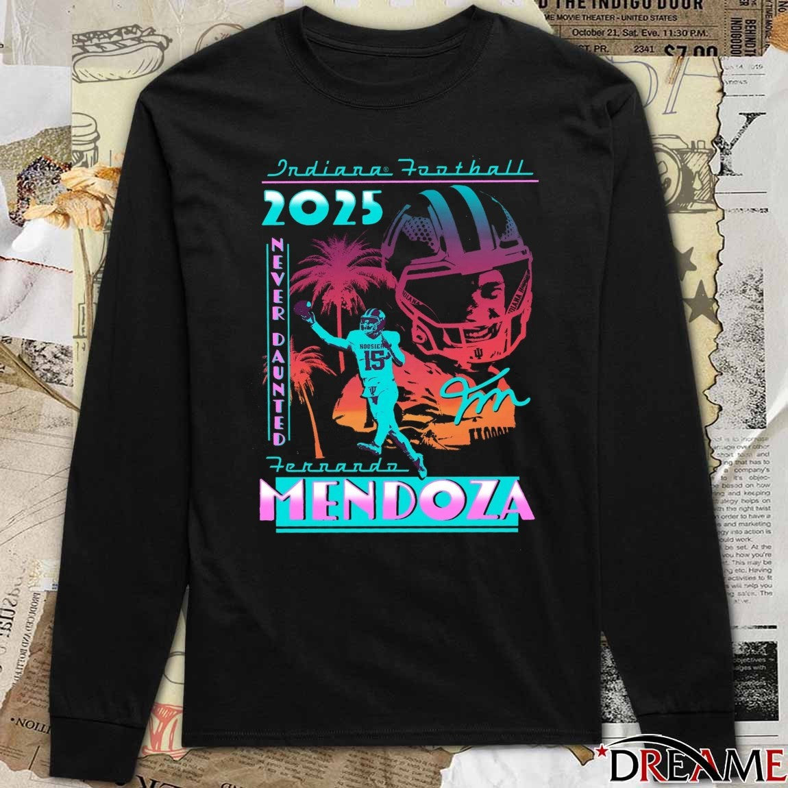 Indiana Football Fernando Mendoza Never Daunted 2025 Signature t-shirt