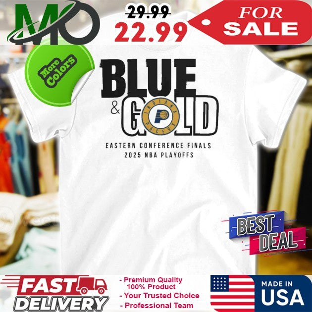 Indiana Pacers 2025 Eastern Conference Finals Blue & Gold T-Shirt
