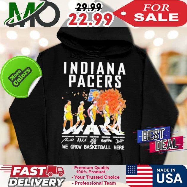 Indiana Pacers We Grow Basketball Here Signature And Logo 2025 Shirt