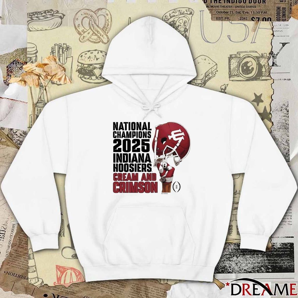 Indiana University Hoosiers Football 2025 National Champions Cream And Crimson t-shirt