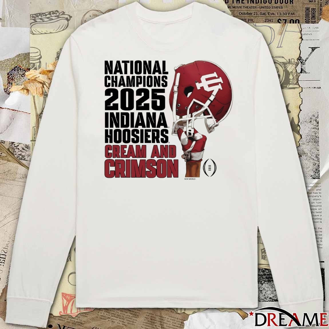 Indiana University Hoosiers Football 2025 National Champions Cream And Crimson t-shirt