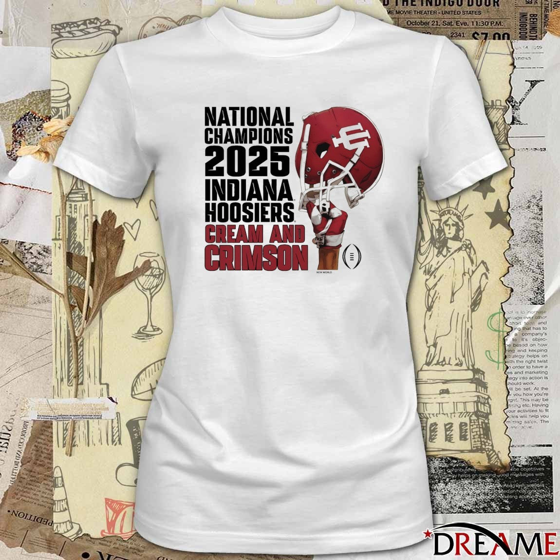Indiana University Hoosiers Football 2025 National Champions Cream And Crimson t-shirt