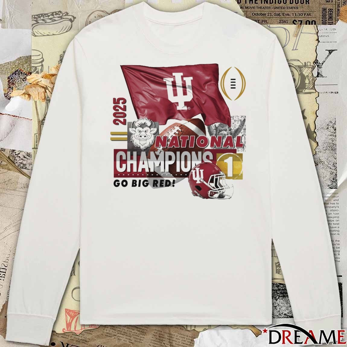 Indiana University Hoosiers Football 2025 National Champions Go Big Red Mascot t-shirt