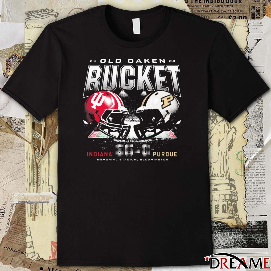 Indiana Vs Purdue Old Oaken Bucket 66 to 0 Memorial Stadium Bloomington Helmet t-shirt