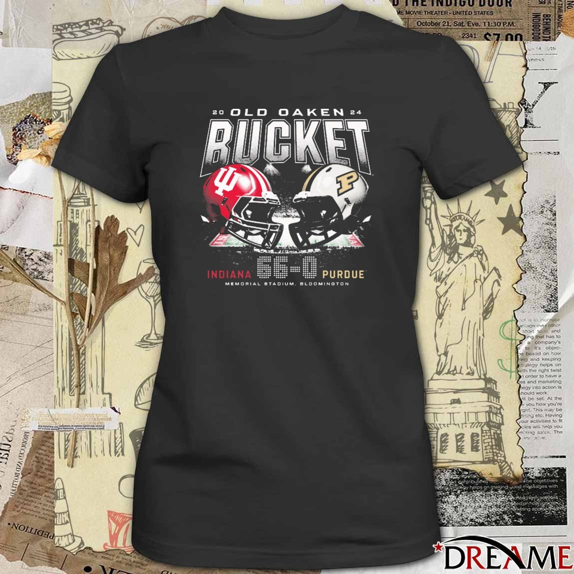 Indiana Vs Purdue Old Oaken Bucket 66 to 0 Memorial Stadium Bloomington Helmet t-shirt