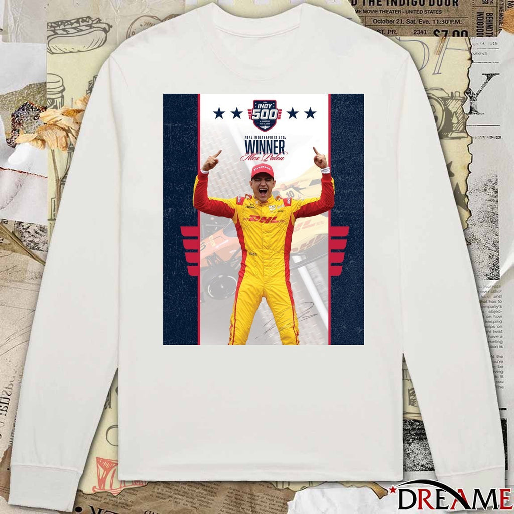 Indy 500 2025 Indianapolis 500 Winner Alex Palou Signature Poster t-shirt