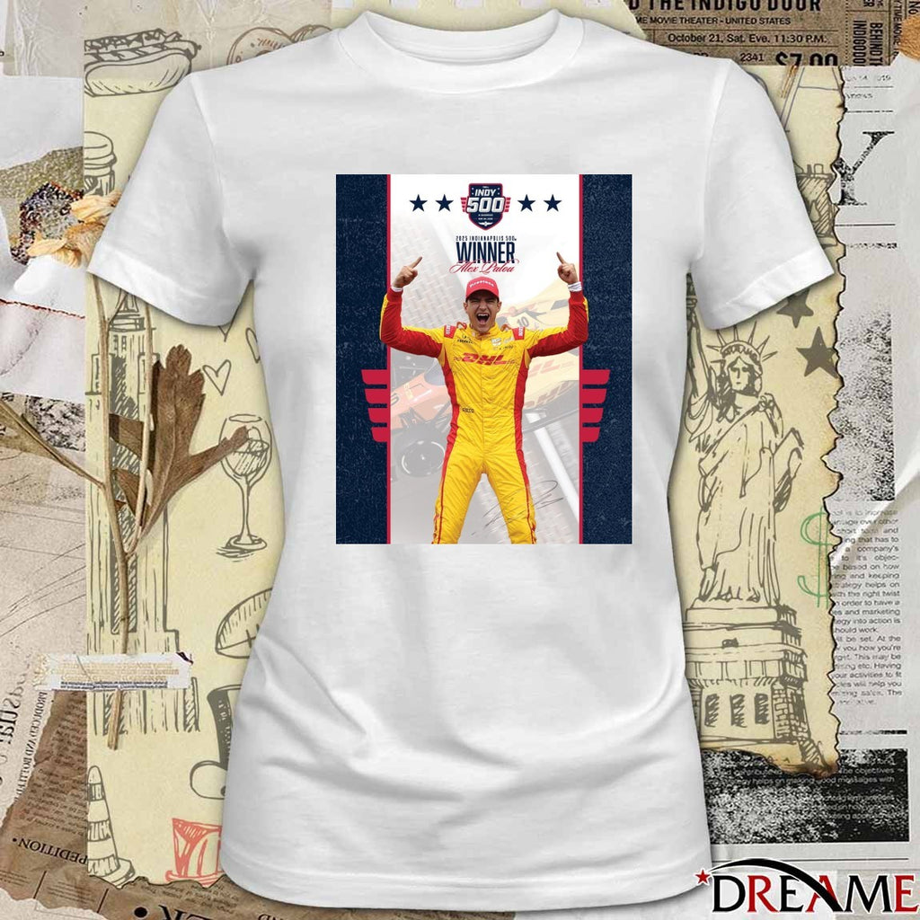 Indy 500 2025 Indianapolis 500 Winner Alex Palou Signature Poster t-shirt