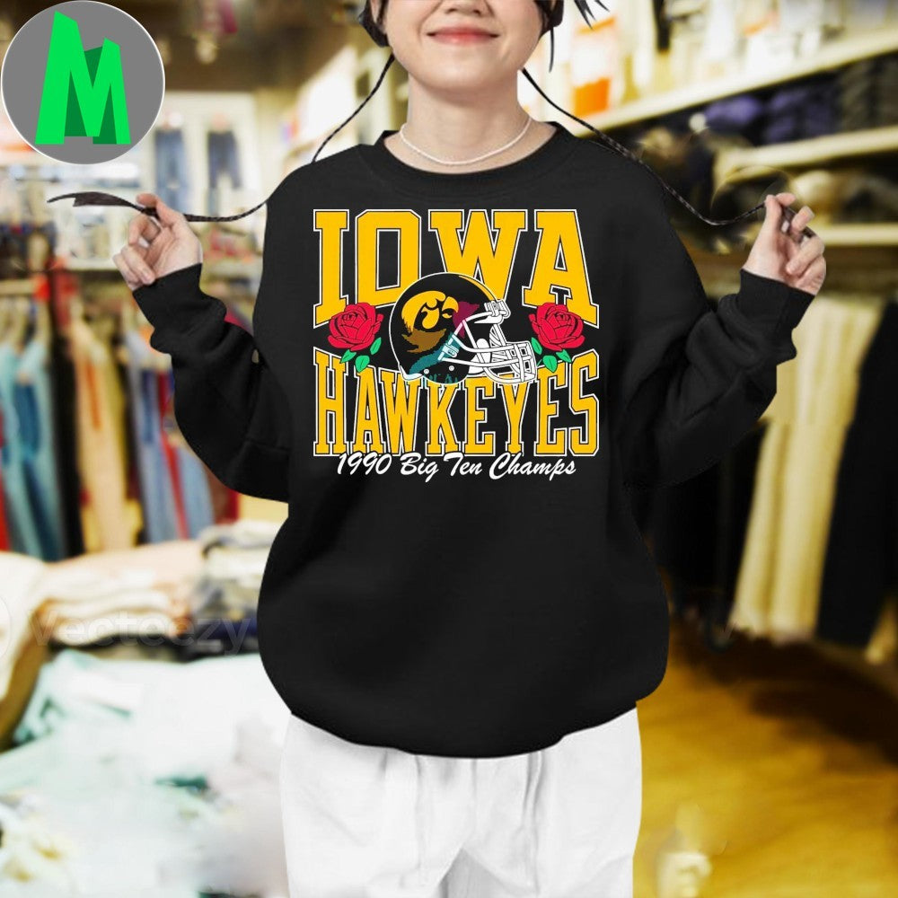 Iowa 1990 Big Ten Logo Football Helmet Shirt