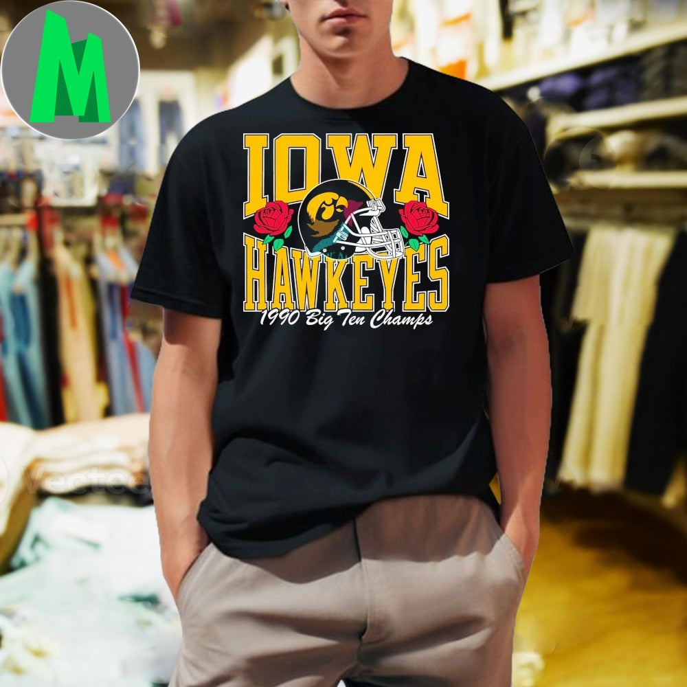 Iowa 1990 Big Ten Logo Football Helmet Shirt