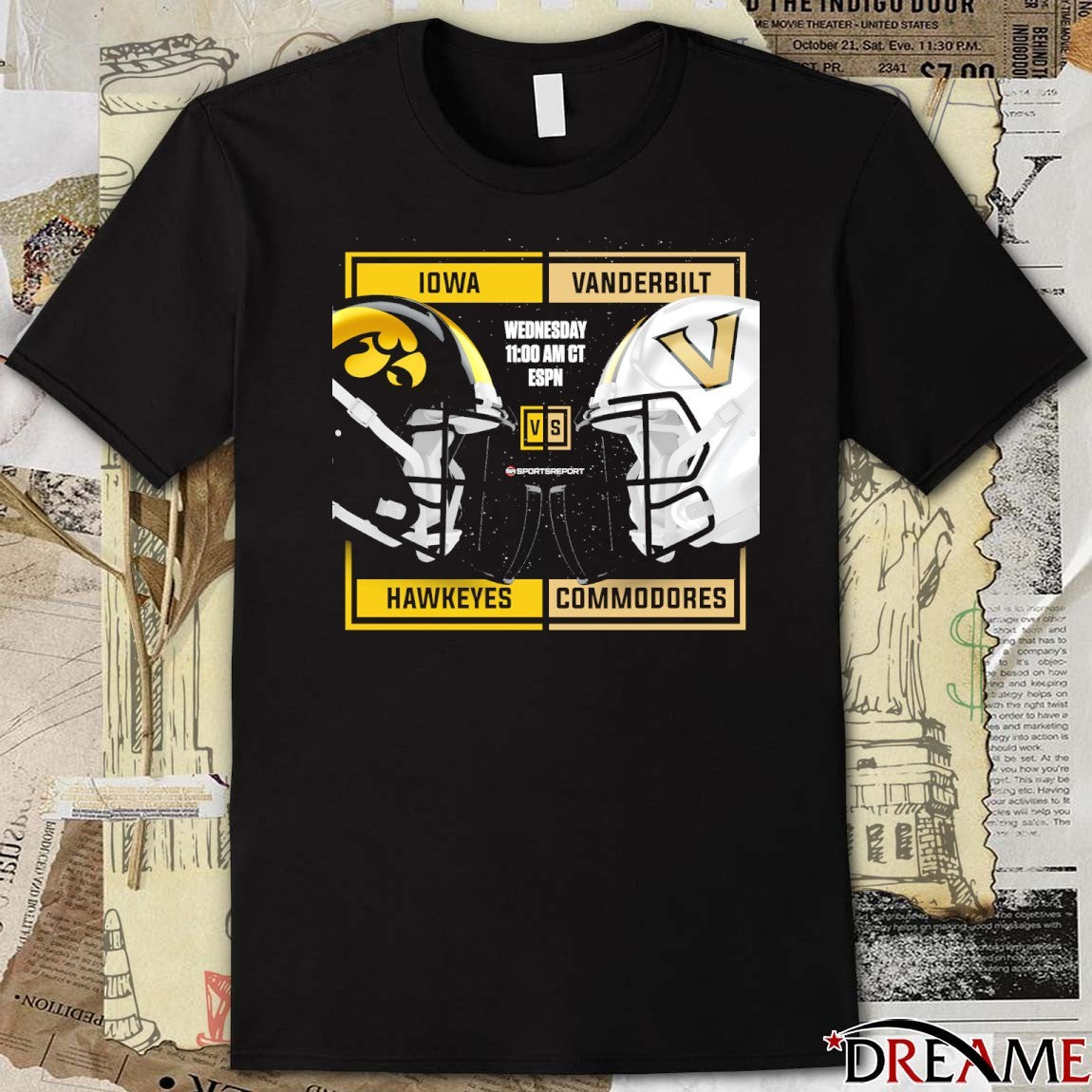 Iowa Hawkeyes Vs Vanderbilt Commodores 2025 ReliaQuest Bowl Head To Head Helmets t-shirt