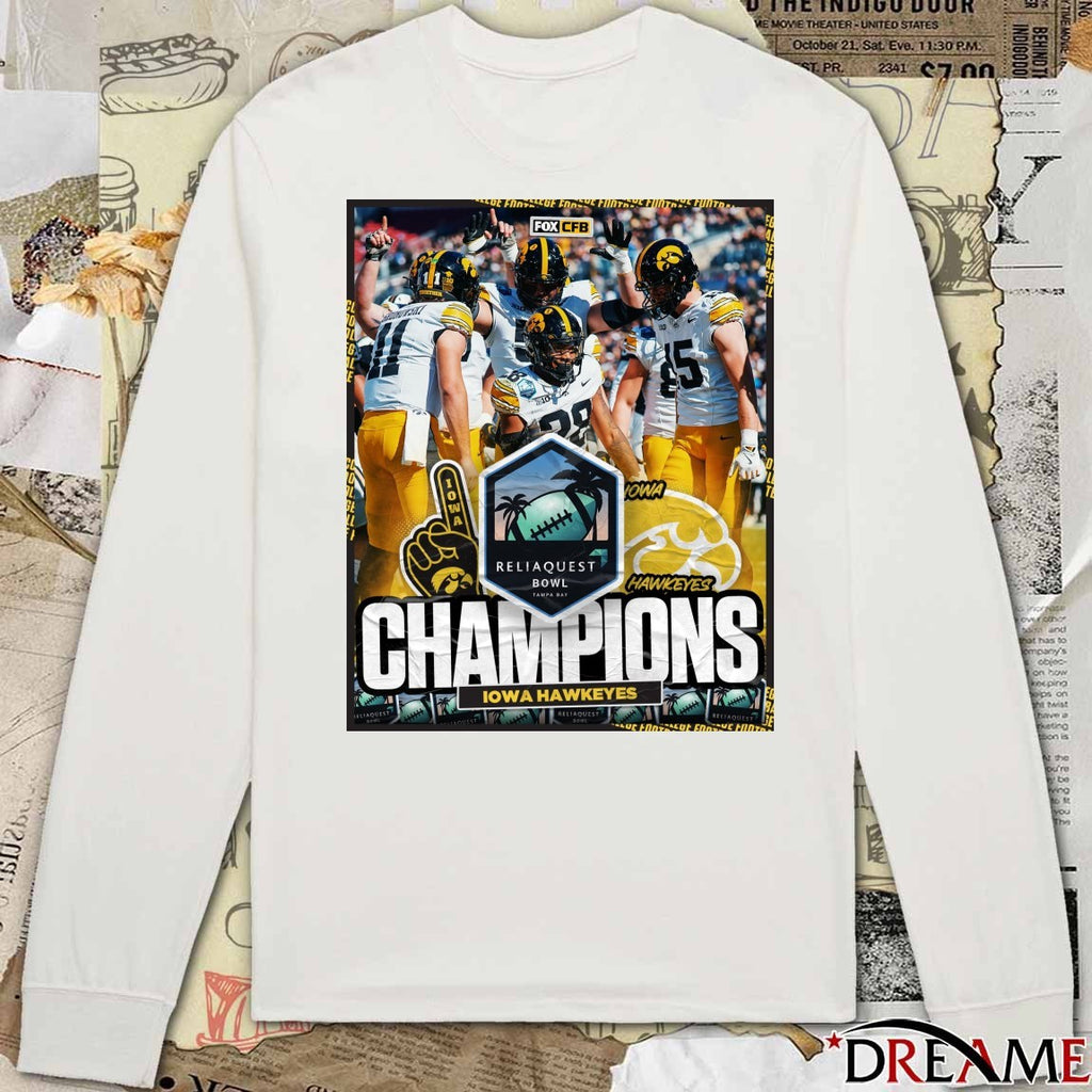 Iowa Hawkeyes defeated Vanderbilt Commodores 2025 ReliaQuest Bowl Tampa Bay Champions Poster t-shirt