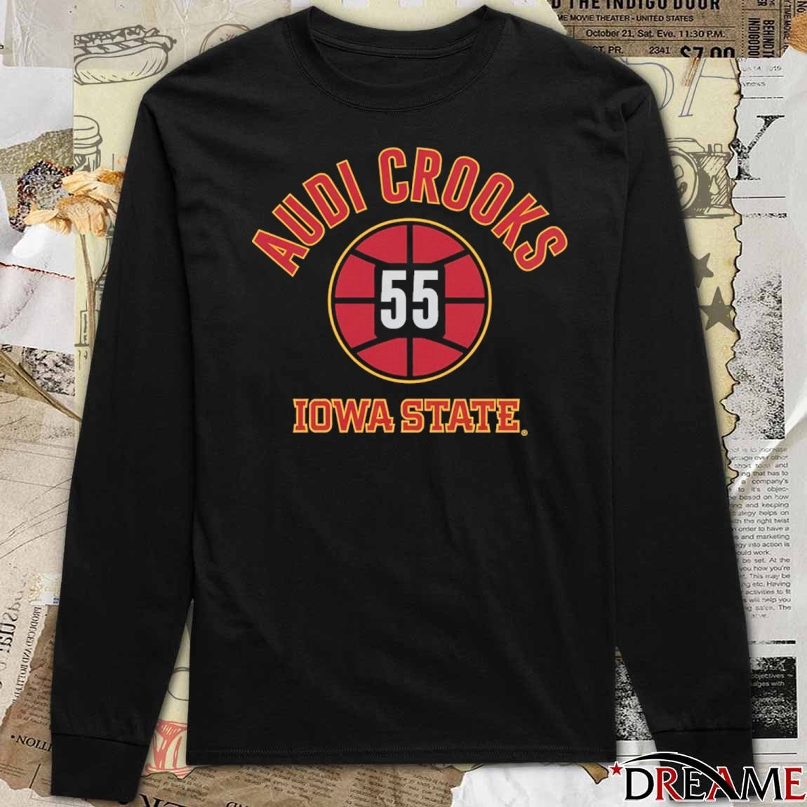 Iowa State Cyclones Basketball Audi Crooks Name Number Ball 55 t-shirt