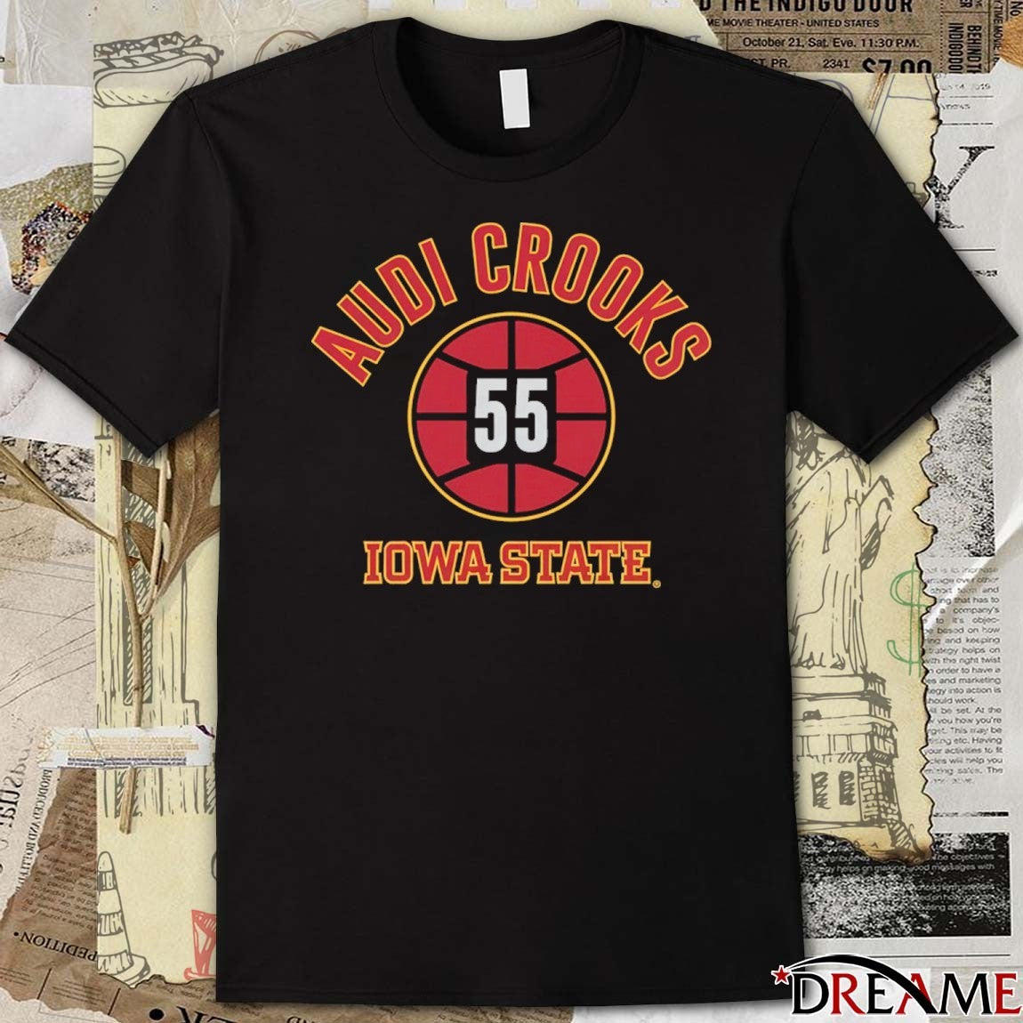 Iowa State Cyclones Basketball Audi Crooks Name Number Ball 55 t-shirt