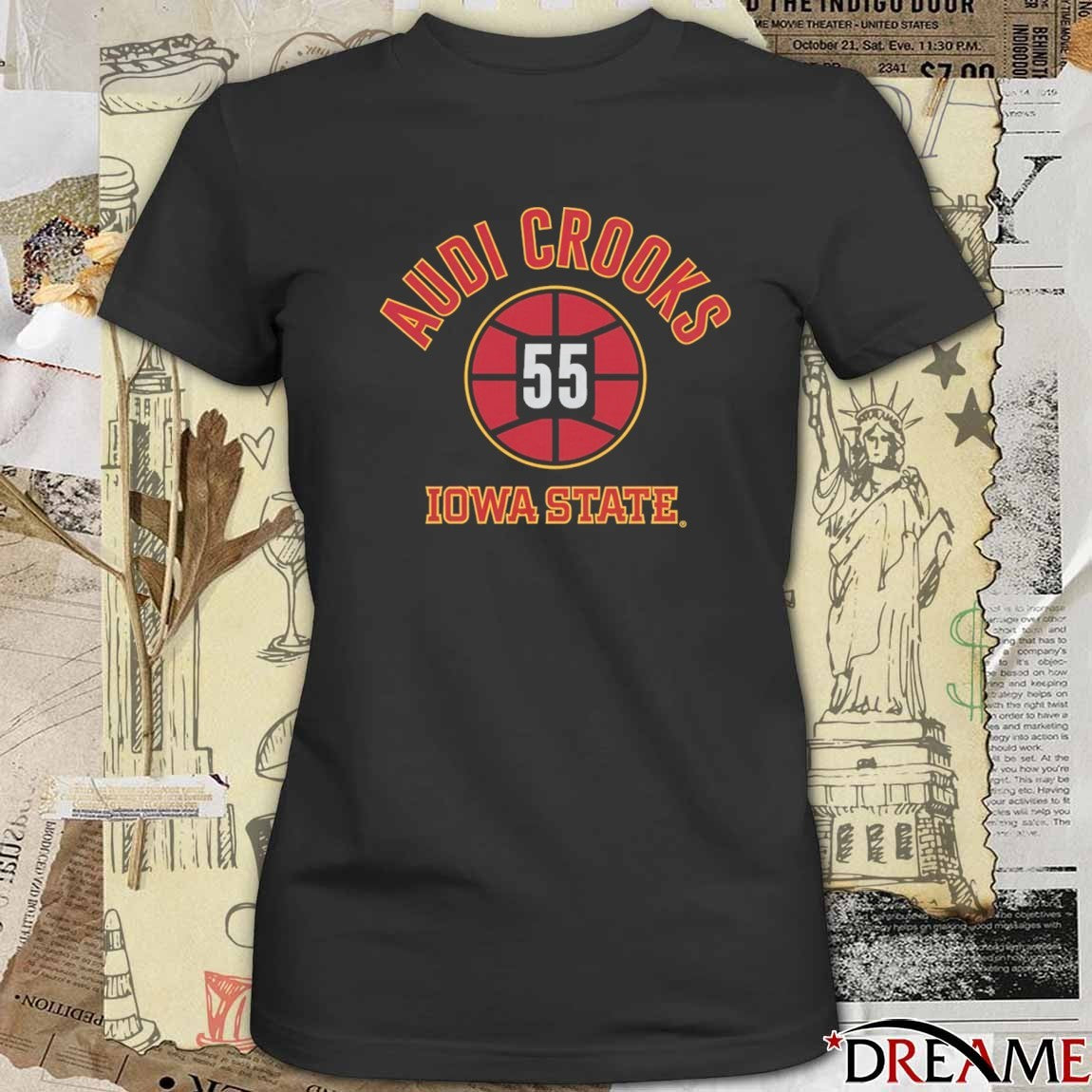 Iowa State Cyclones Basketball Audi Crooks Name Number Ball 55 t-shirt